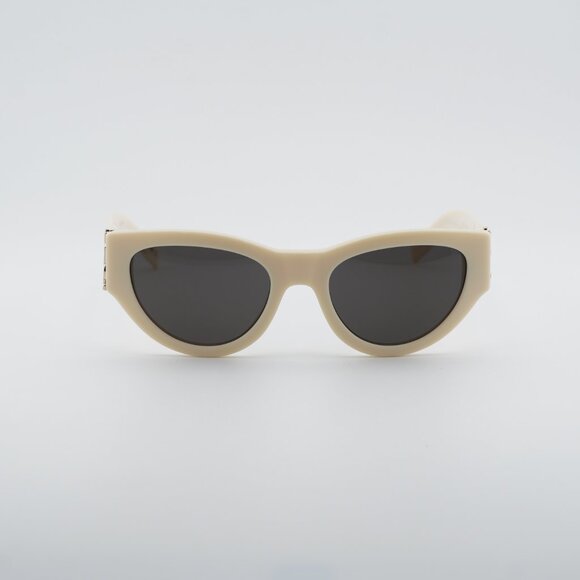 Saint Laurent SL M94 012 Sunglasses Shiny Ivory Cat Eye Frame, Grey Lenses main image 10